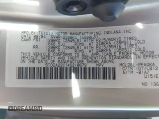 2004 Toyota Sienna XLE with VIN 5TDZA22C14S210679, listed as a IAAI auction lot 42242214 with 148,178 mi miles and . Bid and sale history available at DreamBid. Image 9.