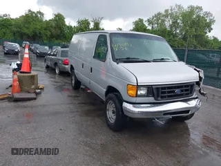 2005 Ford Econoline Cargo with VIN 1FTNE24W15HB21601, listed as a IAAI auction lot 42190892 with 156,166 mi miles and . Bid and sale history available at DreamBid. Image 1.