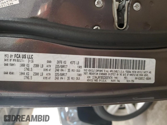 2016 Jeep Patriot High Altitude with VIN 1C4NJRFB5GD697474, listed as a Copart auction lot 57881215 with 152,127 mi miles and Salvage title. Bid and sale history available at DreamBid. Image 13.