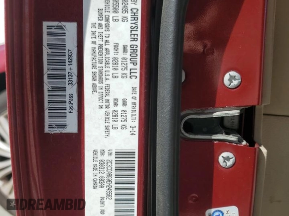 2014 Chrysler 300 z VIN 2C3CCARG0EH249562, wystawiony jako Copart lot #60331535 z przebiegiem 153 730 mil mil oraz Szkoda całkowita • Salvage title. Historia ofert i sprzedaży dostępna na DreamBid. Obrazek 12.