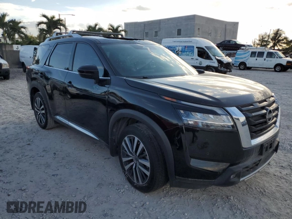 2022 Nissan Pathfinder Platinum with VIN 5N1DR3DGXNC272556, listed as a Copart auction lot 47342445 with 28,329 mi miles and Salvage title. Bid and sale history available at DreamBid. Image 4.