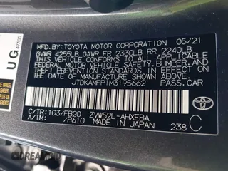 2021 Toyota Prius LE with VIN JTDKAMFP1M3195662, listed as a IAAI auction lot 42799476 with 47,560 mi miles and . Bid and sale history available at DreamBid. Image 9.