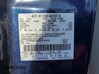 2007 Ford F-150 XLT with VIN 1FTPW02507KC10165, listed as a Copart auction lot 42901335 with 232,990 mi miles and Salvage title. Bid and sale history available at DreamBid. Image 14.