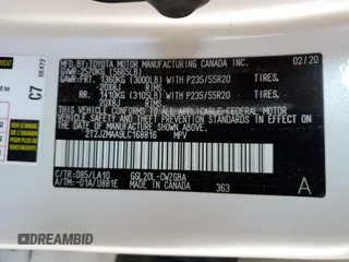 2020 Lexus RX 350 with VIN 2T2JZMAA9LC168816, listed as a Copart auction lot 59040685 with 17,035 mi miles and Salvage title. Bid and sale history available at DreamBid. Image 12.