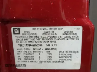 2004 GMC Envoy SLE with VIN 1GKDT13S442263537, listed as a Copart auction lot 52191775 with 0 mi miles and Salvage Title. Bid and sale history available at carsss.com. Image 12.