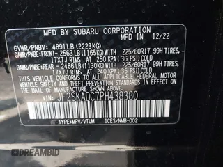 2023 Subaru Forester Premium with VIN JF2SKADC7PH438380, listed as a IAAI auction lot 42736499 with 23,989 mi miles and . Bid and sale history available at DreamBid. Image 9.