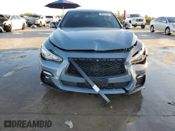 2022 Infiniti Q50 Red Sport 400 with VIN JN1FV7DP0NM370069, listed as a Copart auction lot 80541084 with 26,013 mi miles and Salvage Title. Bid and sale history available at DreamBid. Image 5.