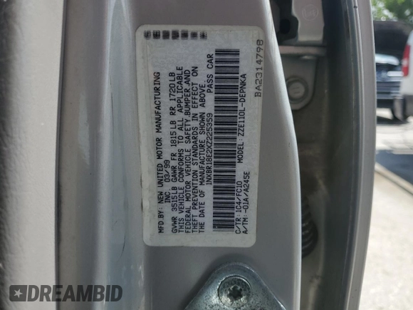 1999 Toyota Corolla VE с VIN 1NXBR18E2XZ225359, выставлен на аукционе Copart как лот 59310974 с пробегом 178 071 миль миль и Списание • Salvage title. История ставок и продаж доступна на DreamBid. Изображение 12.
