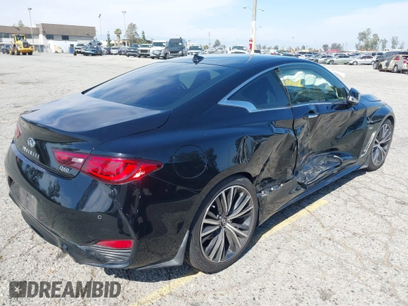 2020 Infiniti Q60 Luxe with VIN JN1EV7EK6LM340201, listed as a IAAI auction lot 42004201 with 26,489 mi miles and . Bid and sale history available at carsss.com. Image 4.