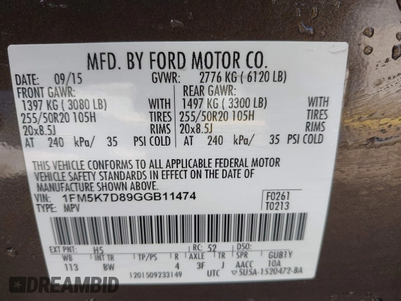 2016 Ford Explorer XLT with VIN 1FM5K7D89GGB11474, listed as a IAAI auction lot 41690237 with 19,109 mi miles and . Bid and sale history available at carsss.com. Image 9.