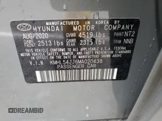2021 Hyundai Sonata Hybrid Limited with VIN KMHL54JJ6MA020438, listed as a Copart auction lot 43614463 with 34,002 mi miles. Bid and sale history available at carsss.com. Image 14.