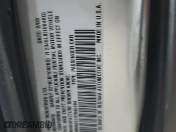2003 Subaru Legacy Outback z VIN 4S3BH665137640494, wystawiony jako Copart lot #80437764 z przebiegiem 213 266 mil mil oraz Szkoda całkowita • Salvage title. Historia ofert i sprzedaży dostępna na DreamBid. Obrazek 13.