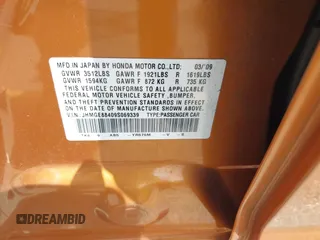 2009 Honda Fit Sport with VIN JHMGE88409S069339, listed as a IAAI auction lot 42498138 with 95,457 mi miles and . Bid and sale history available at DreamBid. Image 9.