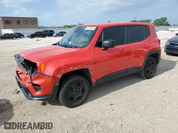 2019 Jeep Renegade Sport with VIN ZACNJBAB6KPJ88838, listed as a Copart auction lot 62315985 with 53,697 mi miles and Salvage title. Bid and sale history available at DreamBid. Image 1.