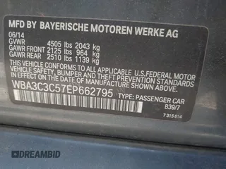 2014 BMW 3 Series 320i xDrive with VIN WBA3C3C57EP662795, listed as a IAAI auction lot 42267683 with 153,451 mi miles and . Bid and sale history available at DreamBid. Image 9.