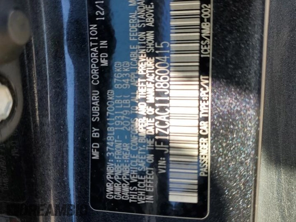 2018 Subaru BRZ Limited with VIN JF1ZCAC11J8600415, listed as a Copart auction lot 73640704 with Not Provided miles and Salvage Title. Bid and sale history available at carsss.com. Image 14.