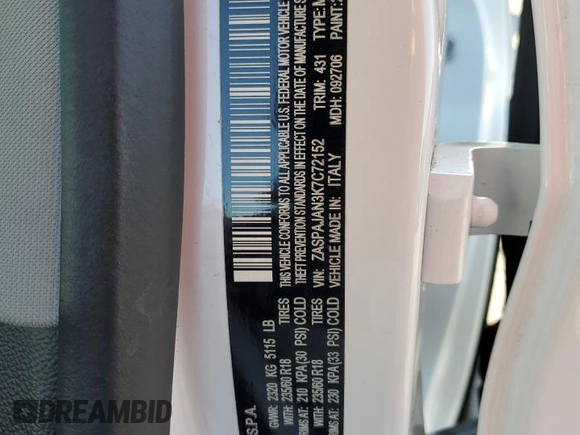 2019 Alfa Romeo Stelvio z VIN ZASPAJAN3K7C72152, wystawiony jako Copart lot #49764735 z przebiegiem 53 857 mil mil oraz Szkody całkowita. Historia ofert i sprzedaży dostępna na DreamBid. Obrazek 15.