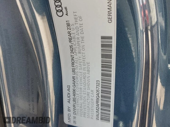 2016 Audi A5 Premium Plus с VIN WAUM2AFR9GA057323, выставлен на аукционе Copart как лот 60659775 с пробегом 107 965 миль миль и Списание • Salvage title. История ставок и продаж доступна на DreamBid. Изображение 12.