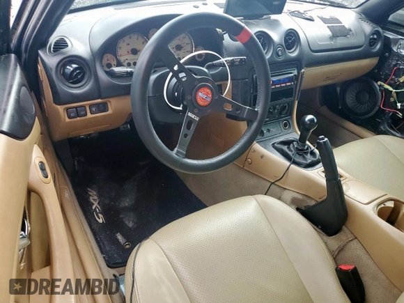 2001 Mazda MX-5 Miata with VIN JM1NB353210210976, listed as a Copart auction lot 59653695 with 152,250 mi miles and Salvage title. Bid and sale history available at DreamBid. Image 8.