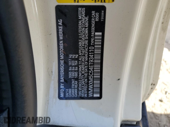 2014 MINI Hardtop with VIN WMWXM5C54ET934110, listed as a Copart auction lot 85128094 with 89,020 mi miles and Salvage Title. Bid and sale history available at DreamBid. Image 12.