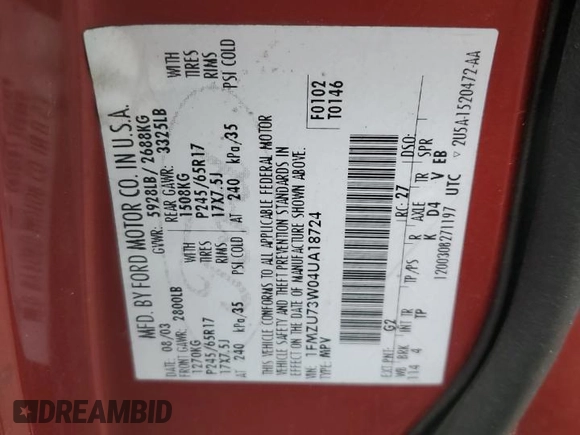 2004 Ford Explorer XLT z VIN 1FMZU73W04UA18724, wystawiony jako Copart lot #62648055 z przebiegiem Nie podano mil oraz Szkoda całkowita • Salvage title. Historia ofert i sprzedaży dostępna na DreamBid. Obrazek 13.
