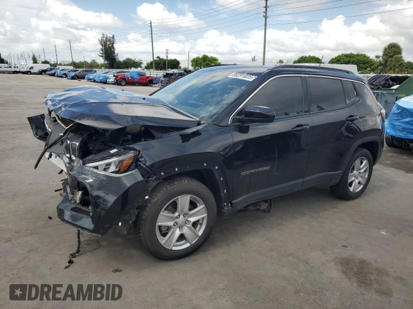 2022 Jeep Compass Latitude z VIN 3C4NJCBB0NT218033, wystawiony jako Copart lot #58291025 z przebiegiem 25 212 mil mil oraz Nie do naprawy • Non repairable. Historia ofert i sprzedaży dostępna na DreamBid. Obrazek 1.
