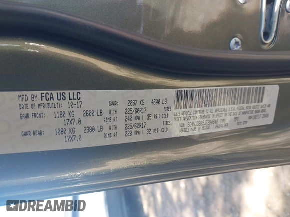 2018 Jeep Compass Latitude with VIN 3C4NJDBB5JT200840, listed as a IAAI auction lot 42557660 with 39,489 mi miles and . Bid and sale history available at DreamBid. Image 9.