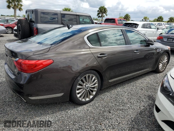 2015 Kia K900 Luxury with VIN KNALW4D48F6017602, listed as a Copart auction lot 74309814 with 0 mi miles and Salvage Title. Bid and sale history available at carsss.com. Image 3.