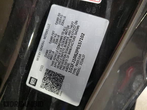 2023 Chevrolet Camaro ZL1 z VIN 1G1FJ1R62P0157102, wystawiony jako Copart lot #79703174 z przebiegiem 12 392 mil mil oraz Szkody całkowita. Historia ofert i sprzedaży dostępna na DreamBid. Obrazek 15.