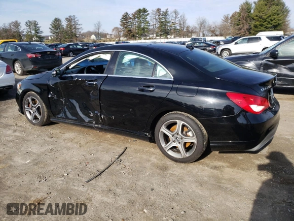 2018 Mercedes-Benz CLA with VIN WDDSJ4GB6JN529693, listed as a Copart auction lot 43001223 with 85,582 mi miles. Bid and sale history available at carsss.com. Image 2.