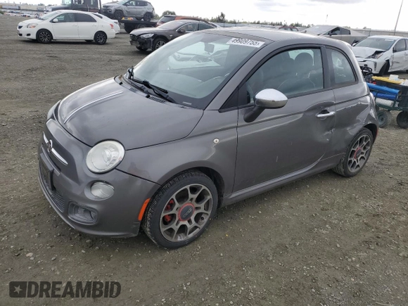 2013 FIAT 500 Sport with VIN 3C3CFFBR2DT726370, listed as a Copart auction lot 49909755 with 69,483 mi miles and Salvage Title. Bid and sale history available at carsss.com. Image 1.