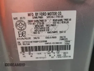 2011 Ford F-150 XL with VIN 1FTFX1ET5BFC23598, listed as a Copart auction lot 50999125 with 207,683 mi miles and Salvage Title. Bid and sale history available at carsss.com. Image 12.