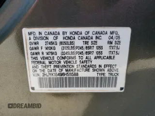 2006 Honda Ridgeline RTS z VIN 2HJYK16496H511588, wystawiony jako Copart lot #58240785 z przebiegiem 197 639 mil mil oraz Szkoda całkowita • Salvage title. Historia ofert i sprzedaży dostępna na DreamBid. Obrazek 12.