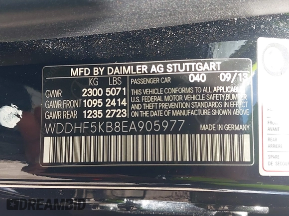 2014 Mercedes-Benz E 350 Sport with VIN WDDHF5KB8EA905977, listed as a IAAI auction lot 42529185 with 133,071 mi miles and . Bid and sale history available at DreamBid. Image 9.