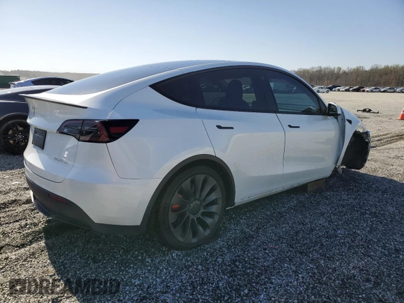 2023 Tesla Model Y Performance with VIN 7SAYGDEF4PF665873, listed as a Copart auction lot 49620705 with 39,239 mi miles and Salvage Title. Bid and sale history available at DreamBid. Image 3.