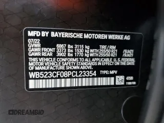 2023 BMW iX xDrive50 z VIN WB523CF08PCL23354, wystawiony jako Copart lot #67861052 z przebiegiem 718 mil mil oraz . Historia ofert i sprzedaży dostępna na DreamBid. Obrazek 13.
