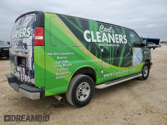 2018 Chevrolet Express Cargo Van with VIN 1GCWGAFG9J1906904, listed as a Copart auction lot 47109625 with 146,396 mi miles and Clean Title. Bid and sale history available at carsss.com. Image 3.