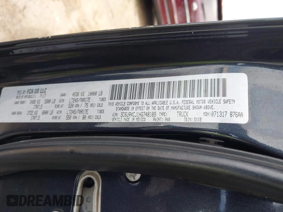 2017 Ram 2500 Tradesman z VIN 3C6UR4CJ1HG748189, wystawiony jako IAAI lot #42077420 z przebiegiem 175 256 mil mil oraz . Historia ofert i sprzedaży dostępna na DreamBid. Obrazek 9.