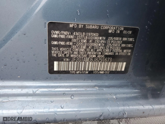 2018 Subaru Crosstrek Limited with VIN JF2GTAMC6J8291673, listed as a Copart auction lot 51063405 with 37,625 mi miles and Salvage Title. Bid and sale history available at carsss.com. Image 13.