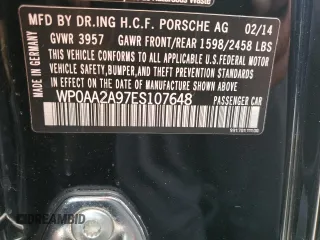 2014 Porsche 911 Carrera with VIN WP0AA2A97ES107648, listed as a Copart auction lot 75061834 with 0 mi miles and Non Repairable. Bid and sale history available at carsss.com. Image 13.