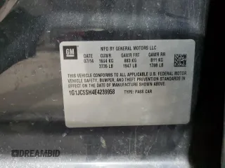 2014 Chevrolet Sonic LT with VIN 1G1JC5SH4E4239958, listed as a Copart auction lot 46082295 with 128,275 mi miles and Salvage Title. Bid and sale history available at DreamBid. Image 12.
