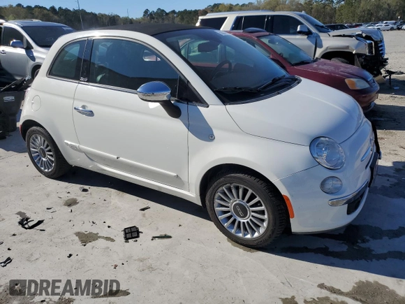 2012 FIAT 500 Lounge with VIN 3C3CFFER3CT339837, listed as a Copart auction lot 50034515 with 40,552 mi miles and Salvage title. Bid and sale history available at DreamBid. Image 4.