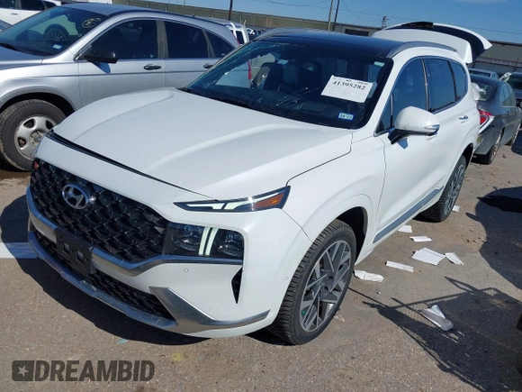 2021 Hyundai Santa Fe Calligraphy with VIN 5NMS5DAL1MH360376, listed as a IAAI auction lot 41395282 with 50,275 mi miles and . Bid and sale history available at DreamBid. Image 2.
