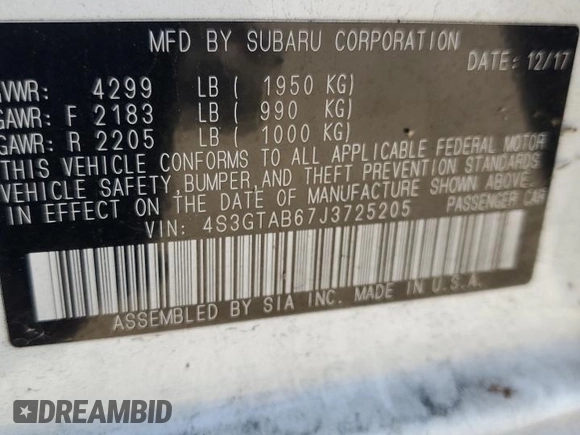 2018 Subaru Impreza Premium with VIN 4S3GTAB67J3725205, listed as a Copart auction lot 64421735 with 207,855 mi miles and Clean title. Bid and sale history available at DreamBid. Image 12.