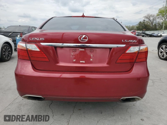 2010 Lexus LS 460 with VIN JTHBL5EF9A5096918, listed as a Copart auction lot 52979705 with 111,693 mi miles and Salvage title. Bid and sale history available at DreamBid. Image 6.