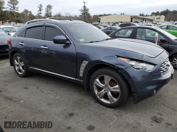 2009 Infiniti FX with VIN JNRAS18W99M152572, listed as a Copart auction lot 46334185 with 204,396 mi miles and Salvage title. Bid and sale history available at DreamBid. Image 4.