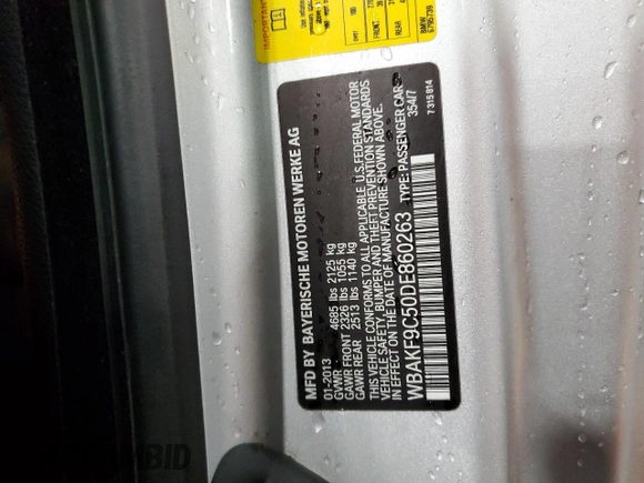 2013 BMW 3 Series 335i xDrive with VIN WBAKF9C50DE860263, listed as a Copart auction lot 43828695 with 79,793 mi miles and Clean Title. Bid and sale history available at carsss.com. Image 12.