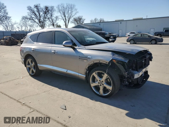2022 Genesis GV80 with VIN KMUHCESC3NU092295, listed as a Copart auction lot 42539085 with Not Provided miles and Salvage Title. Bid and sale history available at DreamBid. Image 4.