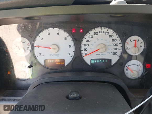 2002 Dodge 1500 with VIN 1D7HA16K92J172190, listed as a IAAI auction lot 40848291 with 222,179 mi miles and . Bid and sale history available at DreamBid. Image 7.