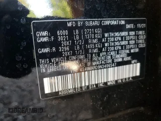 2022 Subaru Ascent Touring с VIN 4S4WMARD9N3406547, выставлен на аукционе Copart как лот 54930475 с пробегом 32 239 миль миль и Списание • Salvage title. История ставок и продаж доступна на DreamBid. Изображение 14.